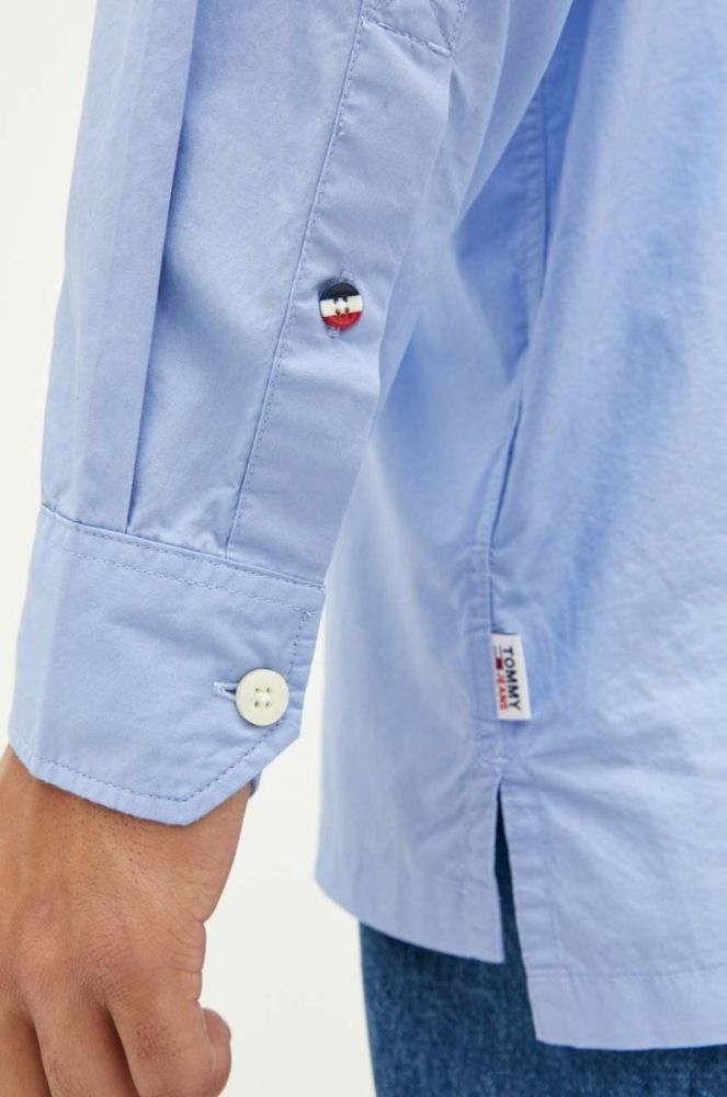 Бавовняна сорочка Tommy Jeans чоловіча relaxed комір button-down колір блакитний (3324958) фото 6