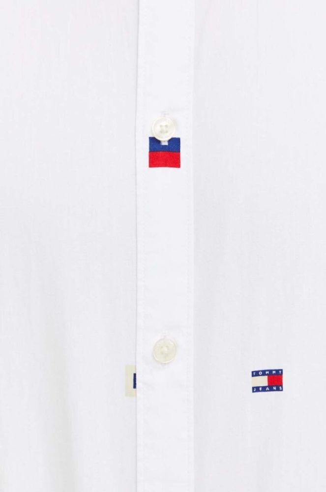 Бавовняна сорочка Tommy Jeans чоловіча колір білий regular комір button-down (3284088) фото 2
