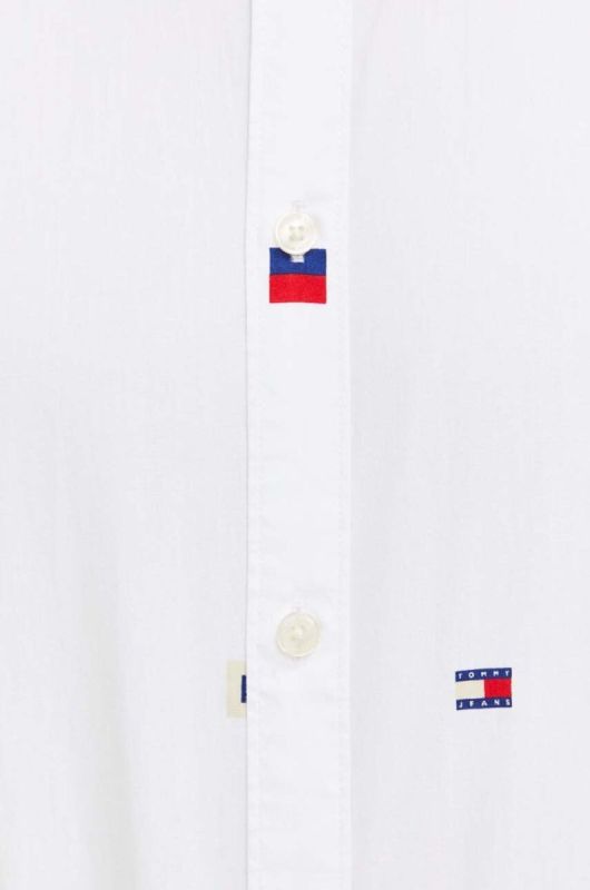 Бавовняна сорочка Tommy Jeans чоловіча колір білий regular комір button-down (3284088) фото 2