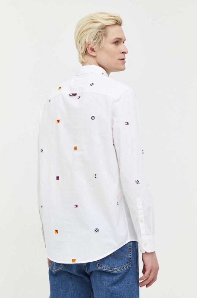 Бавовняна сорочка Tommy Jeans чоловіча колір білий regular комір button-down (3284088) фото 4