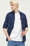 Бавовняна сорочка Tommy Jeans чоловіча колір синій regular комір button-down (3284988) Бавовняна сорочка Tommy Jeans чоловіча колір синій regular комір button-down (3284988)