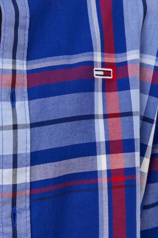 Бавовняна сорочка Tommy Jeans чоловіча колір синій regular класичний комір (3281803) фото 2