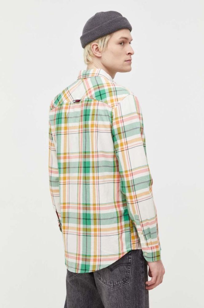 Бавовняна сорочка Tommy Jeans чоловіча regular класичний комір колір барвистий (3281867) фото 4