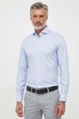 Бавовняна сорочка BOSS чоловіча slim з італійським коміром колір блакитний (3335142)