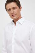 Бавовняна сорочка BOSS чоловіча колір білий slim класичний комір