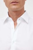 Бавовняна сорочка BOSS чоловіча колір білий slim класичний комір