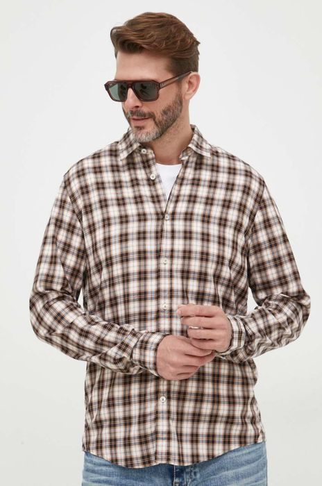 Сорочка BOSS чоловіча колір бежевий regular класичний комір (3354109)