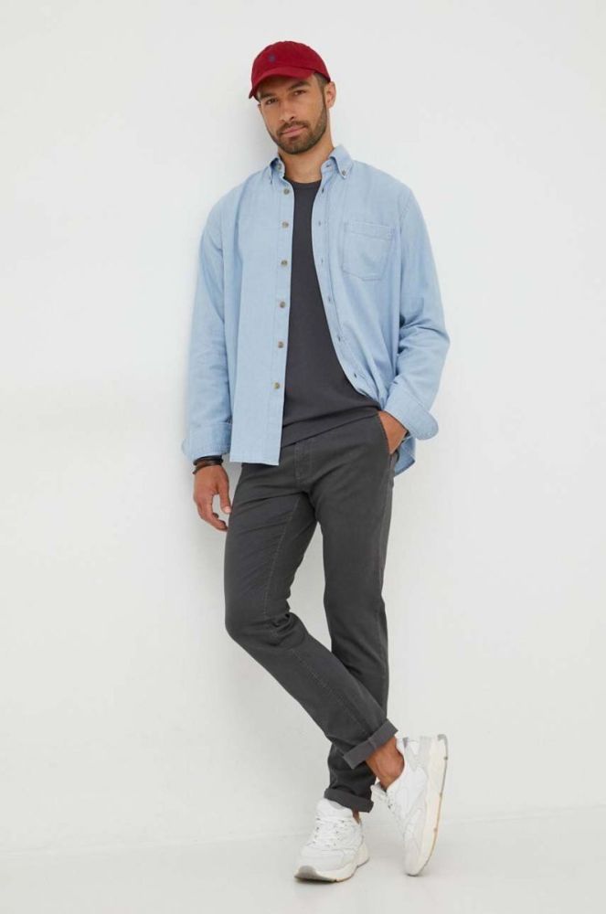 Джинсова сорочка Boss Orange BOSS ORANGE чоловіча relaxed комір button-down колір блакитний фото 3