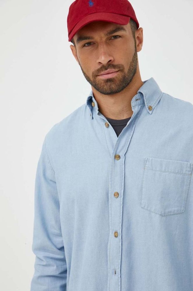 Джинсова сорочка Boss Orange BOSS ORANGE чоловіча relaxed комір button-down колір блакитний фото 5