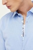 Бавовняна сорочка HUGO чоловіча slim класичний комір колір блакитний (3319652)