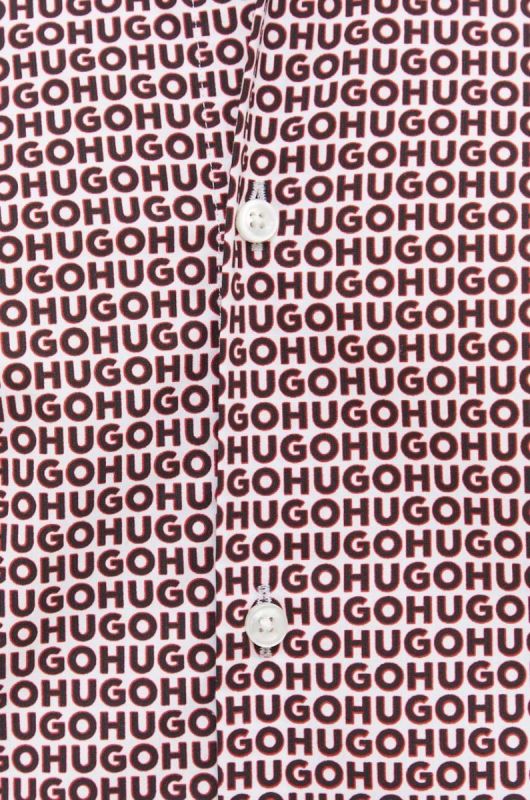 Бавовняна сорочка HUGO чоловіча колір білий slim класичний комір (3284093) фото 2