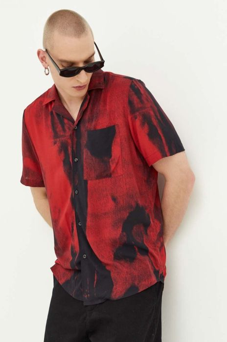 Сорочка HUGO чоловіча колір червоний regular