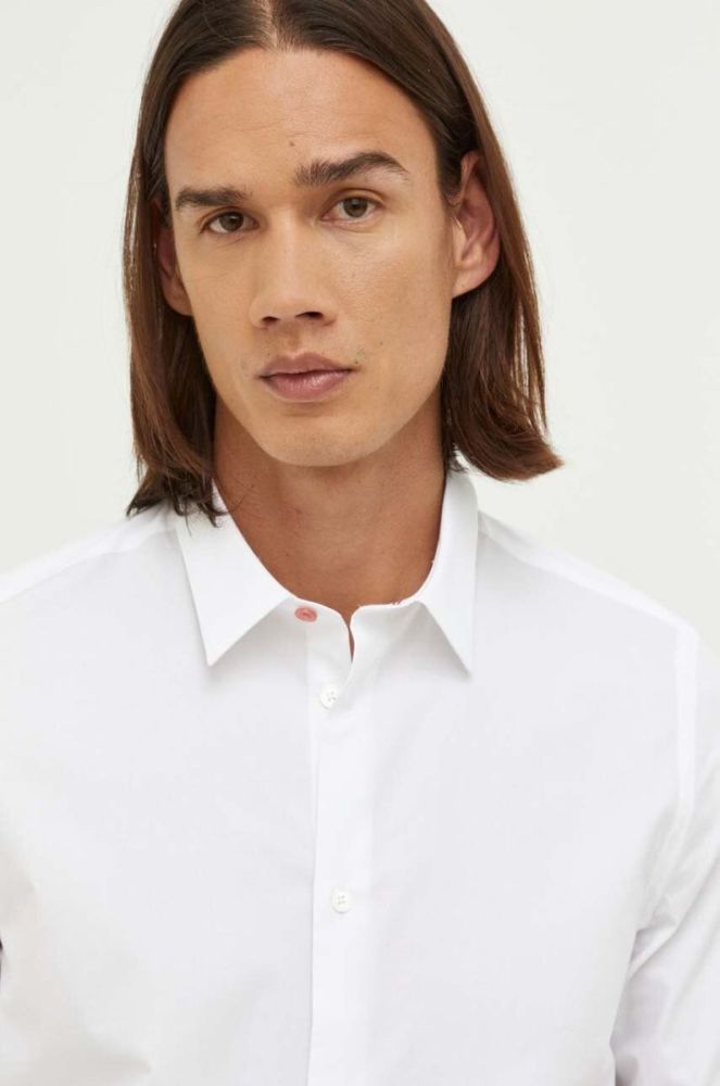 Сорочка PS Paul Smith чоловіча колір білий slim класичний комір фото 5