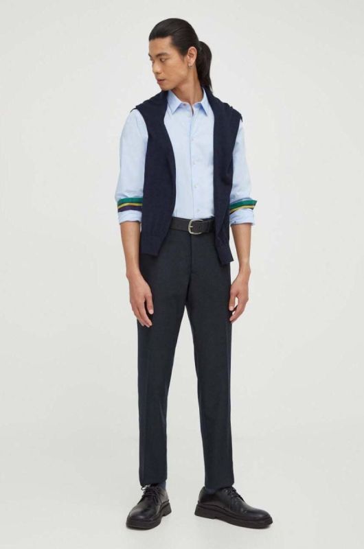 Сорочка PS Paul Smith чоловіча slim класичний комір колір блакитний фото 2
