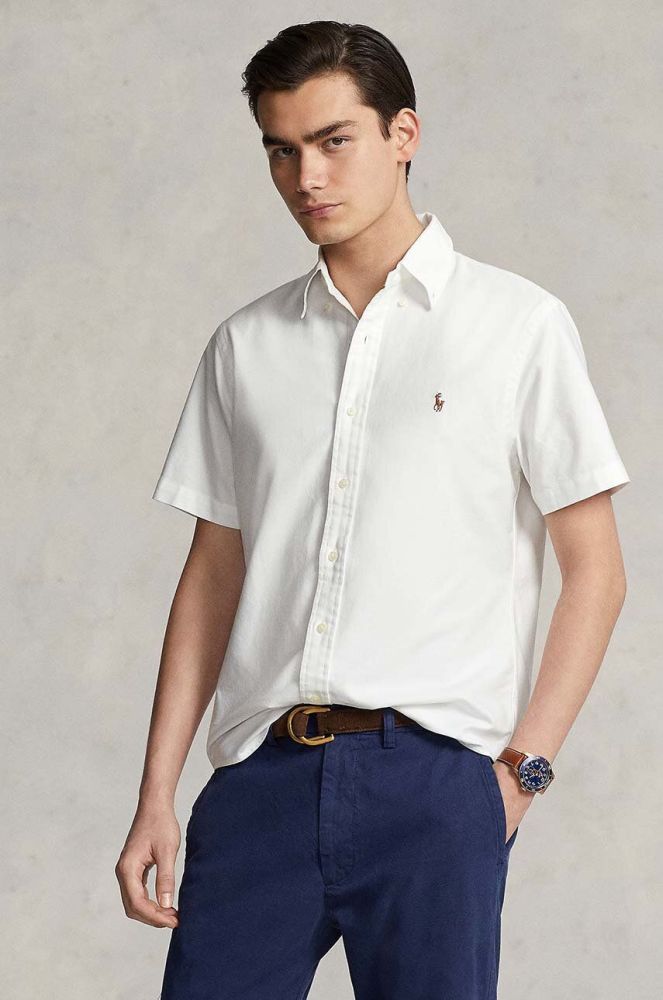 Бавовняна сорочка Polo Ralph Lauren чоловіча колір білий regular комір button-down (3274305)