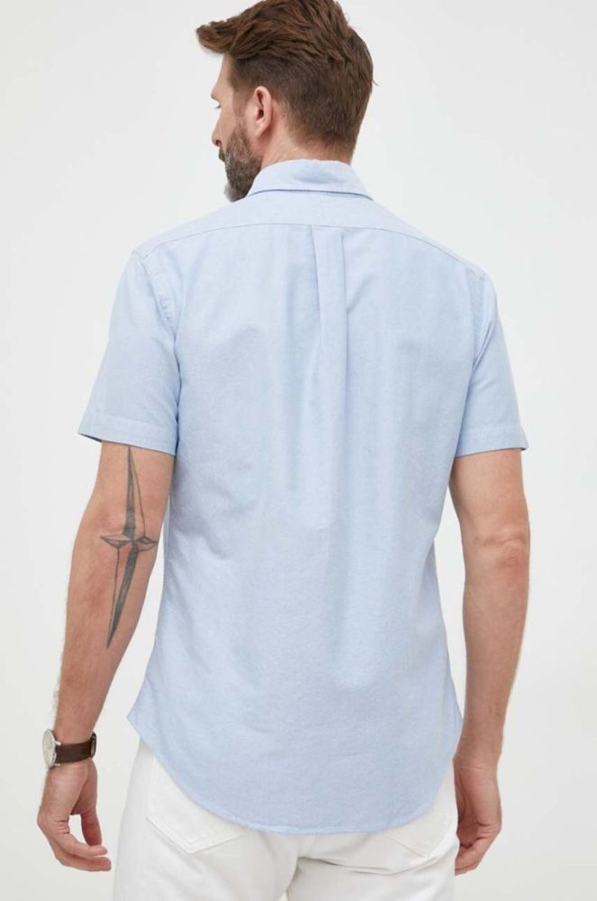 Бавовняна сорочка Polo Ralph Lauren чоловіча regular комір button-down колір блакитний (3274300) фото 3