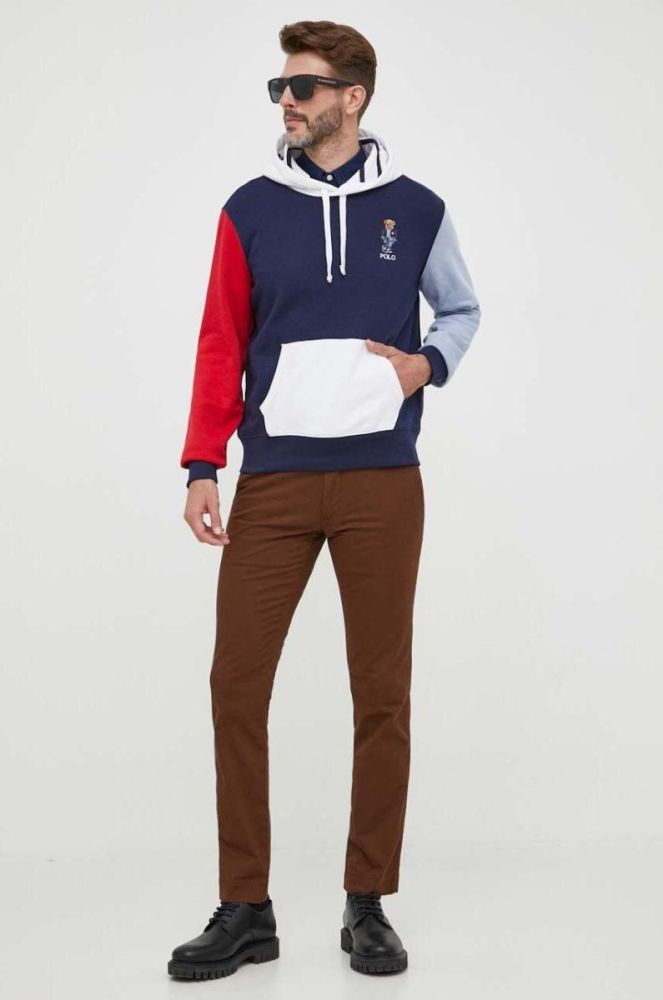 Сорочка Polo Ralph Lauren чоловіча колір синій slim комір button-down (3259910) фото 2