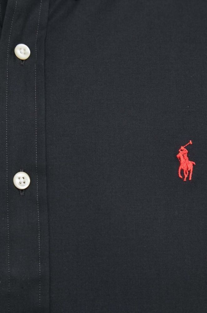 Сорочка Polo Ralph Lauren чоловіча колір чорний slim комір button-down (3259905) фото 2