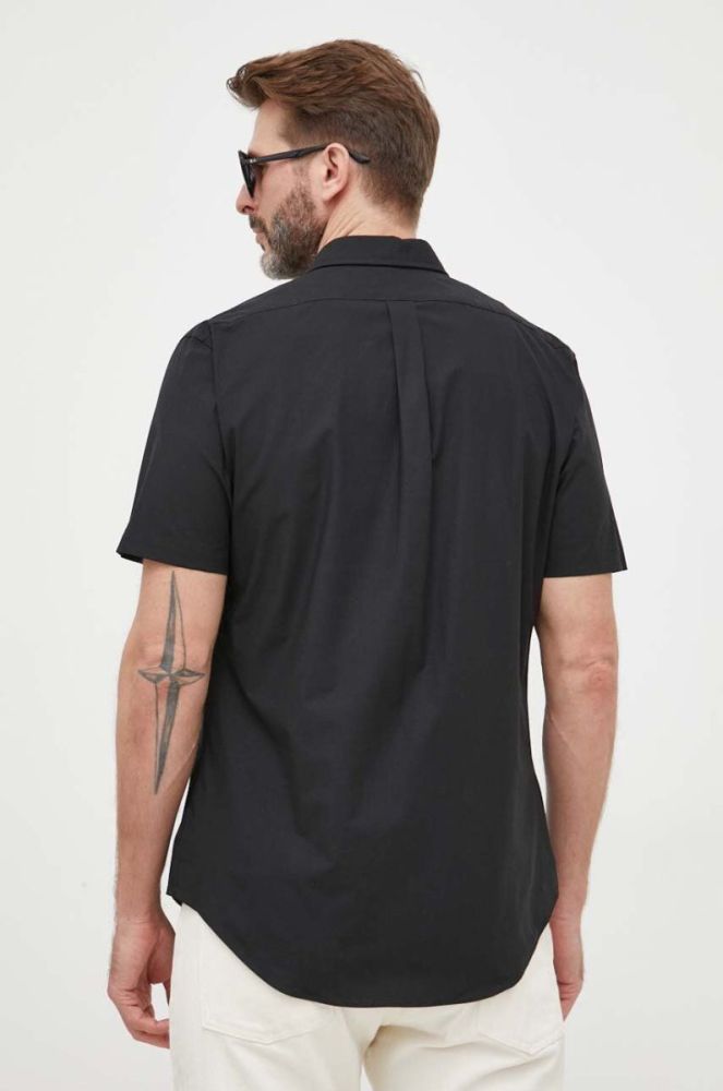 Сорочка Polo Ralph Lauren чоловіча колір чорний slim комір button-down (3259905) фото 4