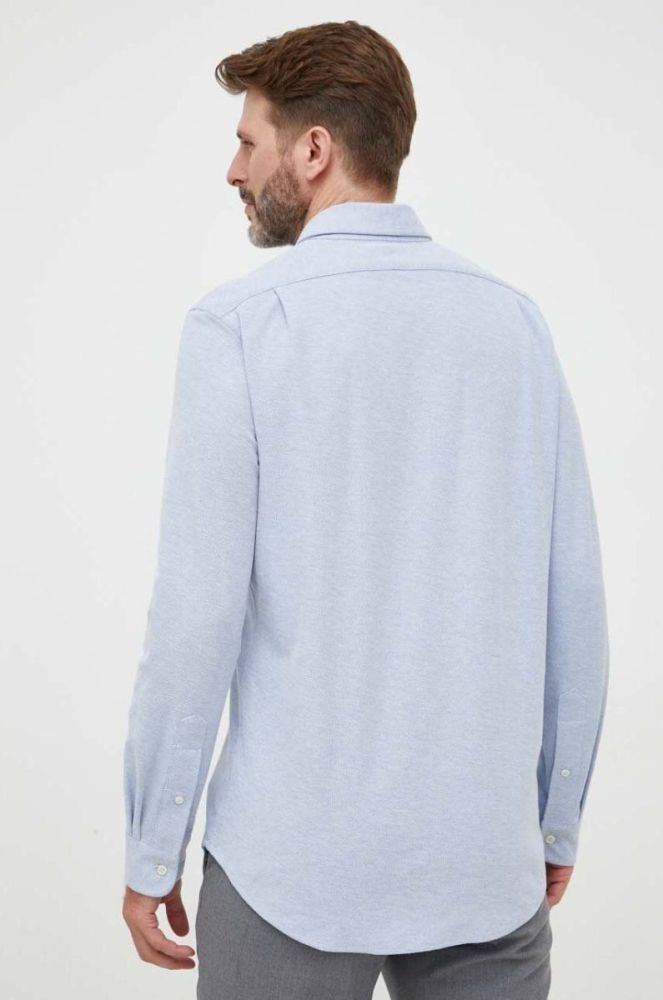 Бавовняна сорочка Polo Ralph Lauren чоловіча regular класичний комір колір блакитний (3268916) фото 4