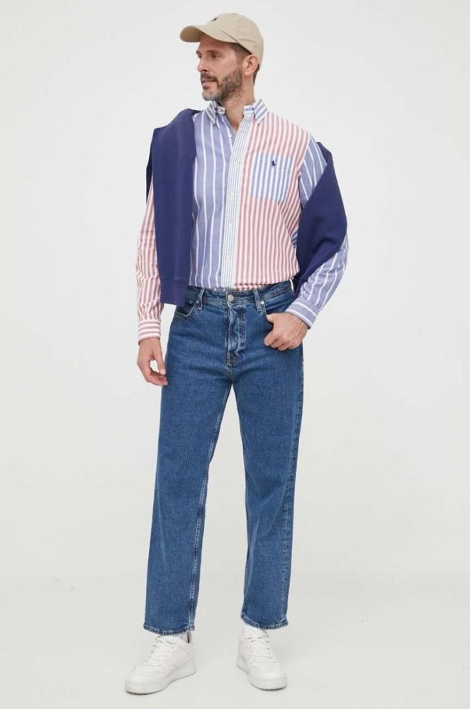 Бавовняна сорочка Polo Ralph Lauren чоловіча regular класичний комір колір барвистий (3274318) фото 3