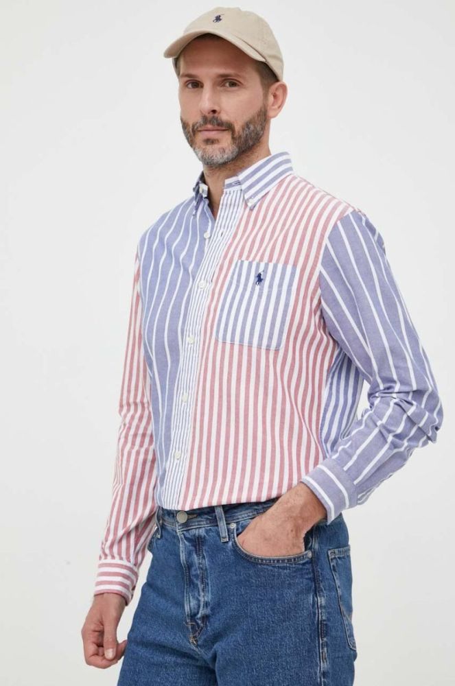 Бавовняна сорочка Polo Ralph Lauren чоловіча regular класичний комір колір барвистий (3274318) фото 5
