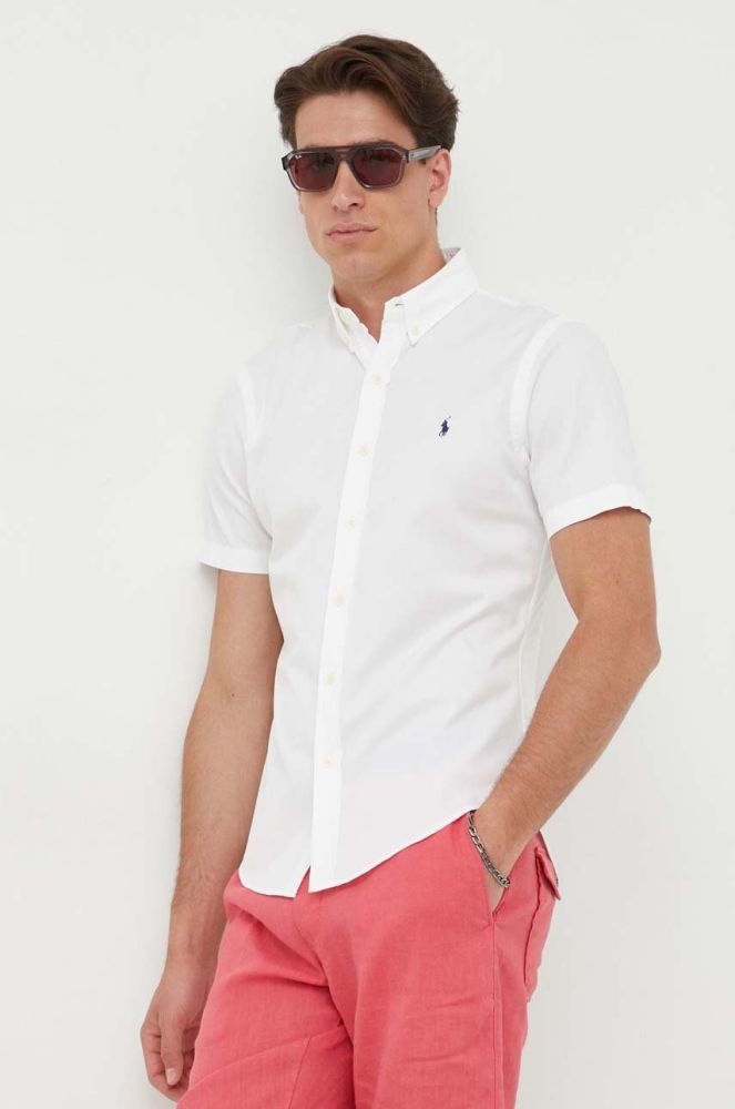 Бавовняна сорочка Polo Ralph Lauren чоловіча колір білий regular комір button-down (3319661)