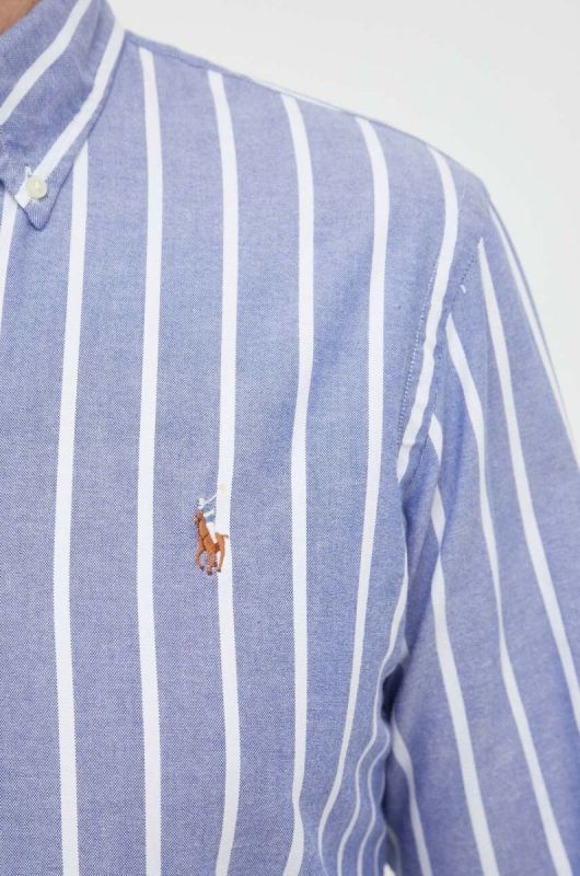 Бавовняна сорочка Polo Ralph Lauren чоловіча regular комір button-down колір блакитний (3259963) фото 2