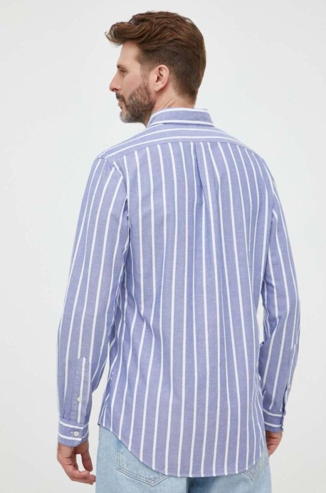 Бавовняна сорочка Polo Ralph Lauren чоловіча regular комір button-down колір блакитний (3259963) фото 4
