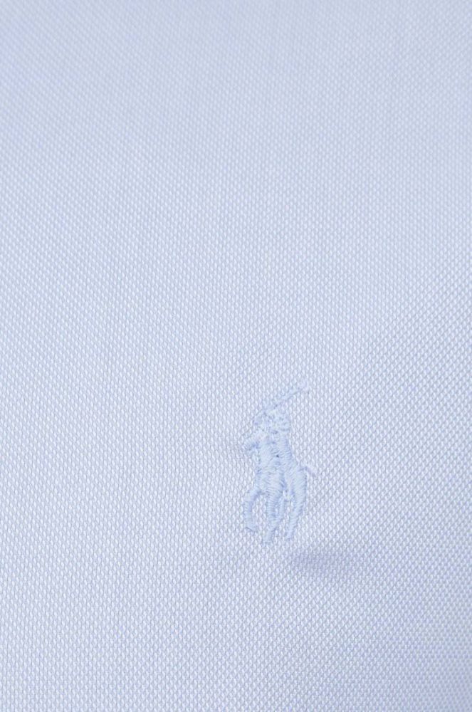 Бавовняна сорочка Polo Ralph Lauren чоловіча slim з італійським коміром колір блакитний фото 2
