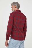 Бавовняна сорочка Lindbergh чоловіча колір бордовий slim комір button-down