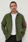 Бавовняна сорочка Alpha Industries чоловіча колір зелений regular класичний комір Бавовняна сорочка Alpha Industries чоловіча колір зелений regular класичний комір
