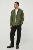 Бавовняна сорочка Alpha Industries чоловіча колір зелений regular класичний комір