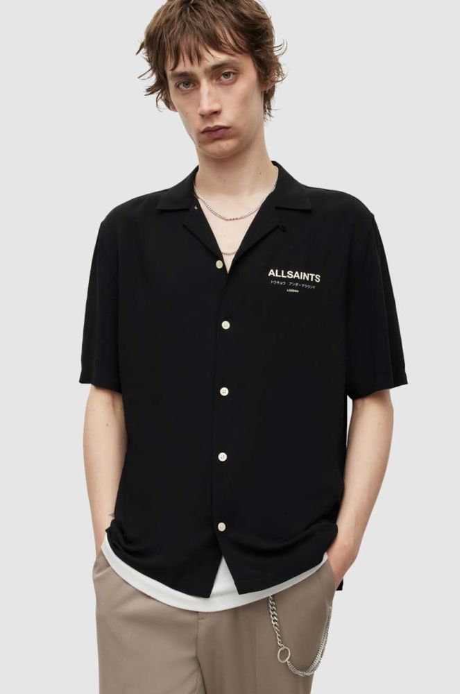 Сорочка AllSaints чоловіча колір чорний regular (3329939)