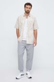 Бавовняна сорочка adidas Originals чоловіча колір бежевий regular класичний комір