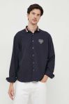 Сорочка Armani Exchange чоловіча колір синій relaxed класичний комір Сорочка Armani Exchange чоловіча колір синій relaxed класичний комір