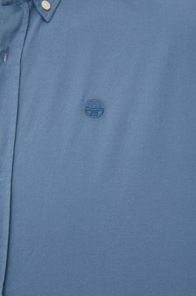 Бавовняна сорочка North Sails чоловіча regular комір button-down колір блакитний фото 2