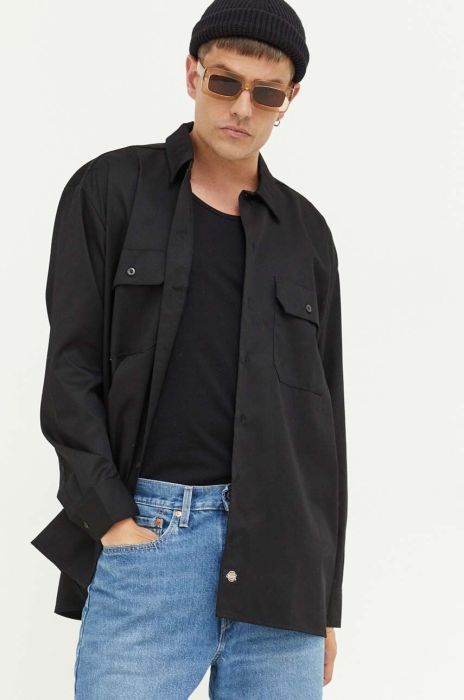 Сорочка Dickies чоловіча колір чорний regular класичний комір (3400767)