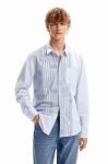 Бавовняна сорочка Desigual 23WMCW35 MAN WOVEN SHIRT LONG SLEEVE чоловіча regular класичний комір колір блакитний Бавовняна сорочка Desigual 23WMCW35 MAN WOVEN SHIRT LONG SLEEVE чоловіча regular класичний комір колір блакитний