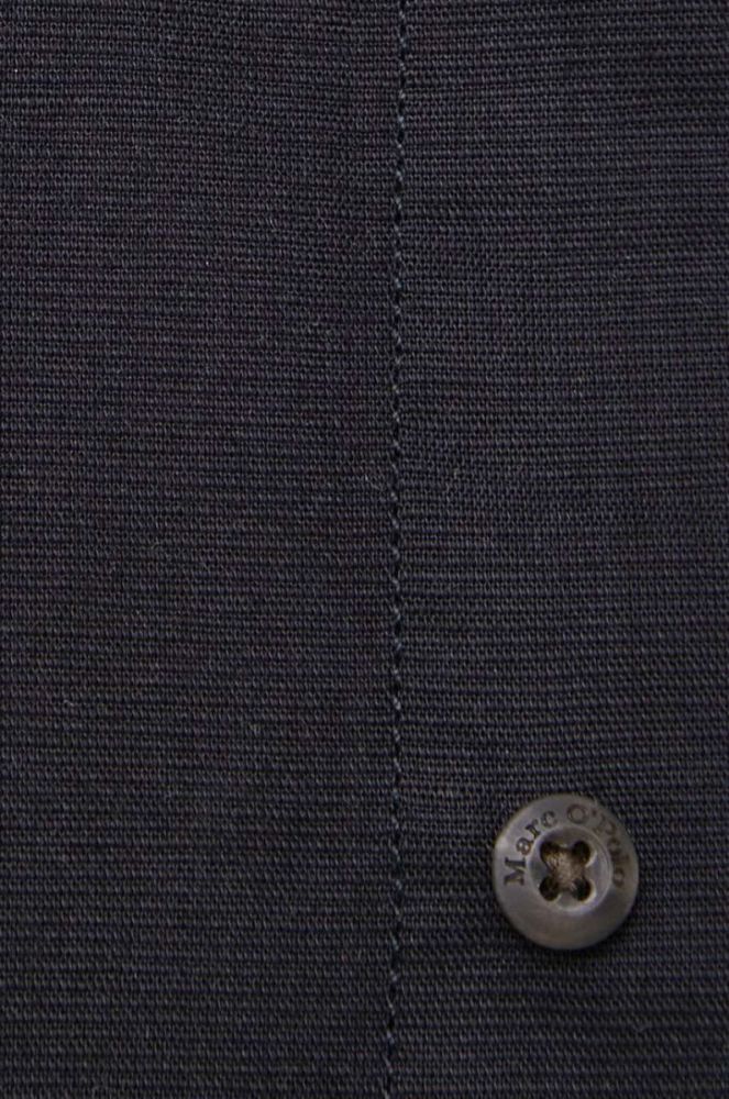 Сорочка з домішкою льону Marc O'Polo колір чорний regular комір button-down фото 2