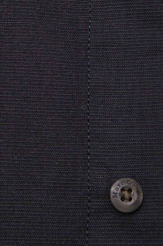 Сорочка з домішкою льону Marc O'Polo колір чорний regular комір button-down фото 2
