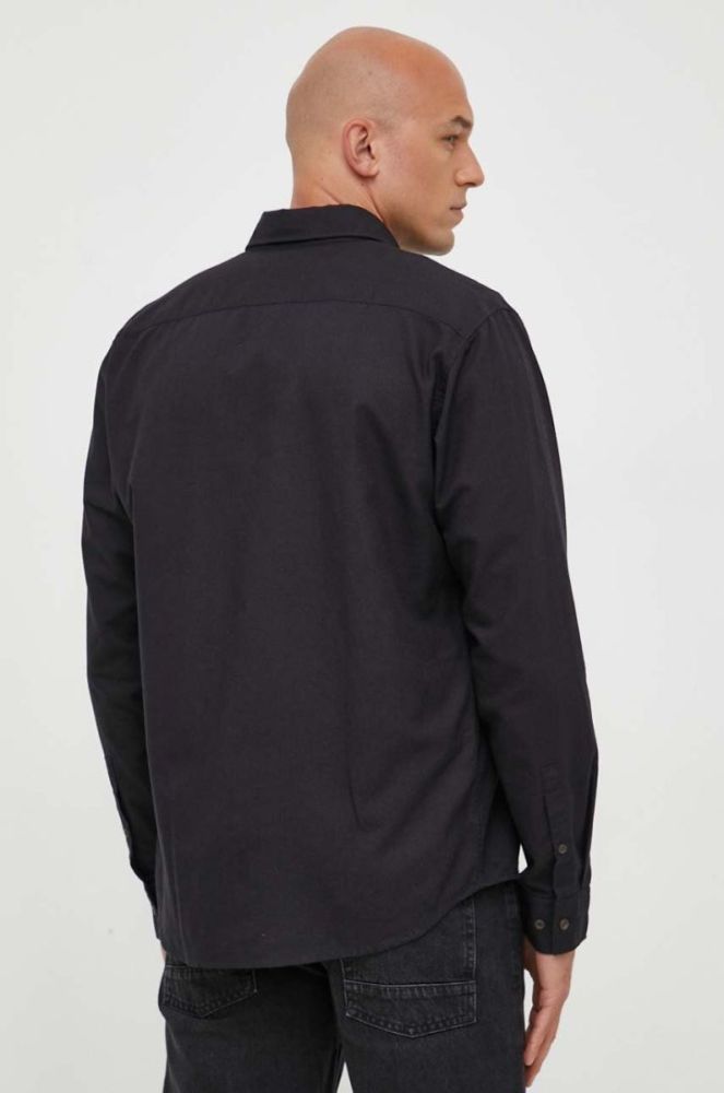 Сорочка з домішкою льону Marc O'Polo колір чорний regular комір button-down фото 4