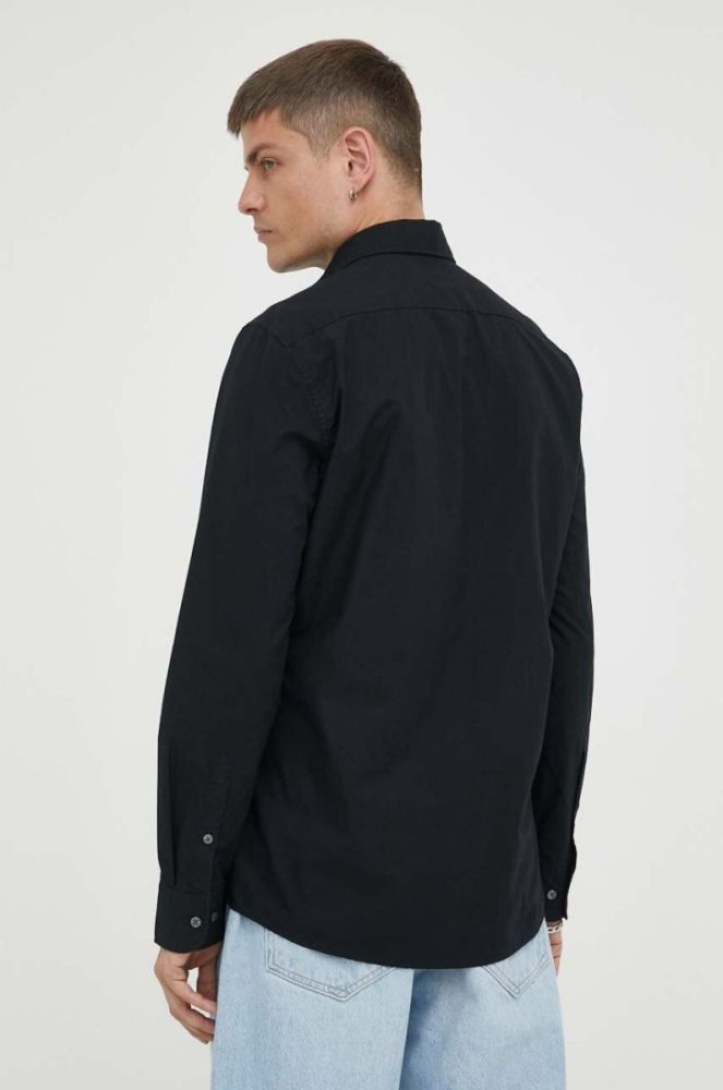 Бавовняна сорочка Marc O'Polo чоловіча колір чорний slim з італійським коміром фото 3