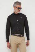 Сорочка La Martina чоловіча колір чорний slim з італійським коміром