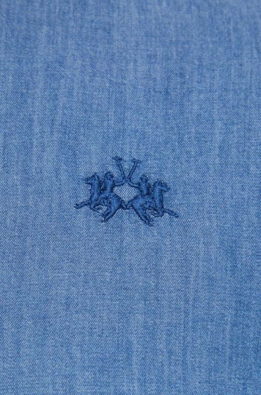 Джинсова сорочка La Martina чоловіча regular класичний комір колір блакитний фото 2
