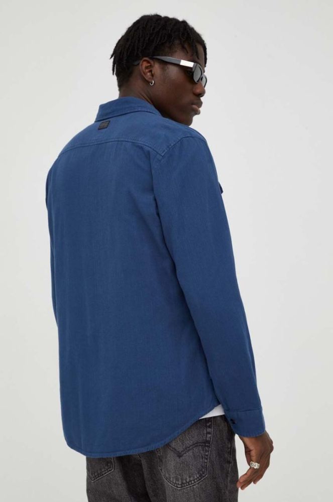 Бавовняна сорочка G-Star Raw чоловіча колір синій slim класичний комір (3481396) фото 3