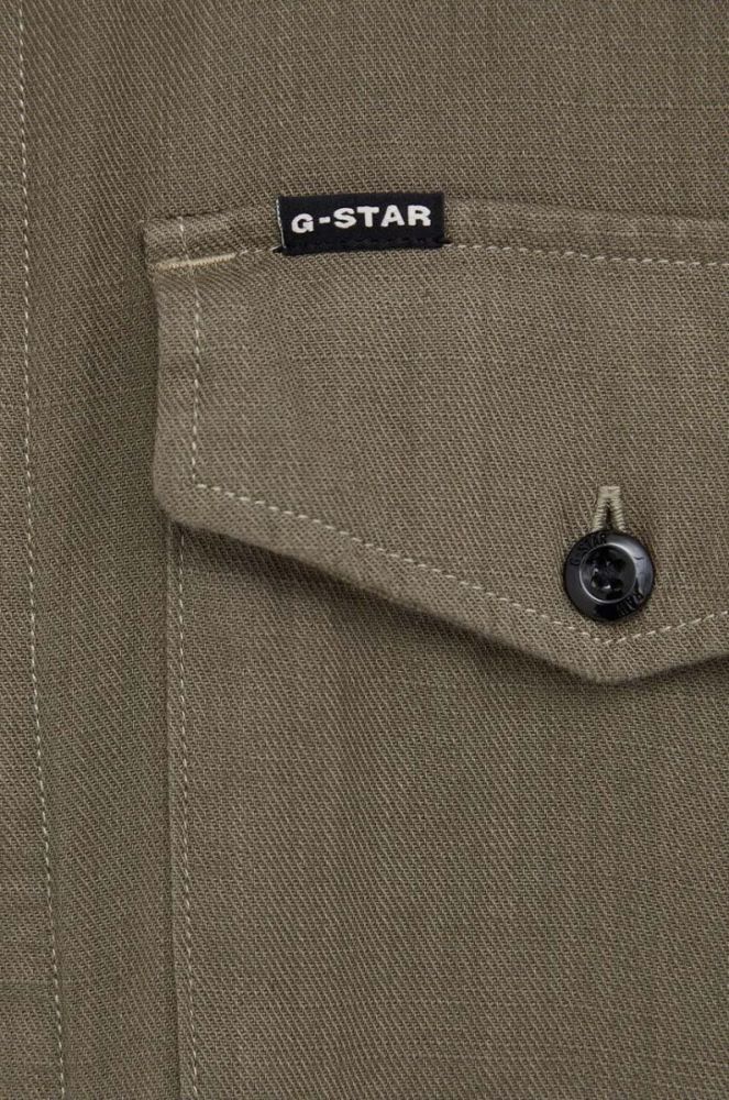 Бавовняна сорочка G-Star Raw чоловіча колір зелений slim класичний комір фото 2