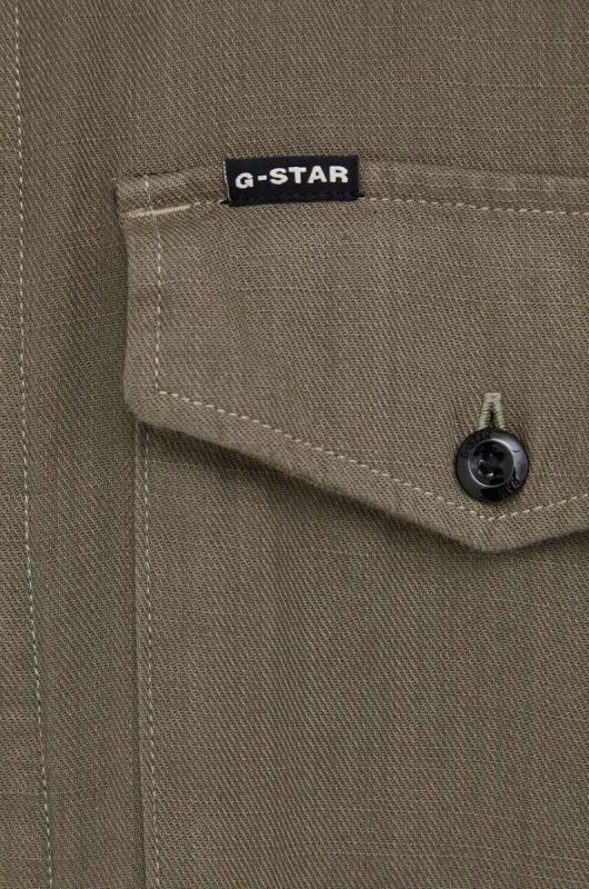 Бавовняна сорочка G-Star Raw чоловіча колір зелений slim класичний комір фото 2