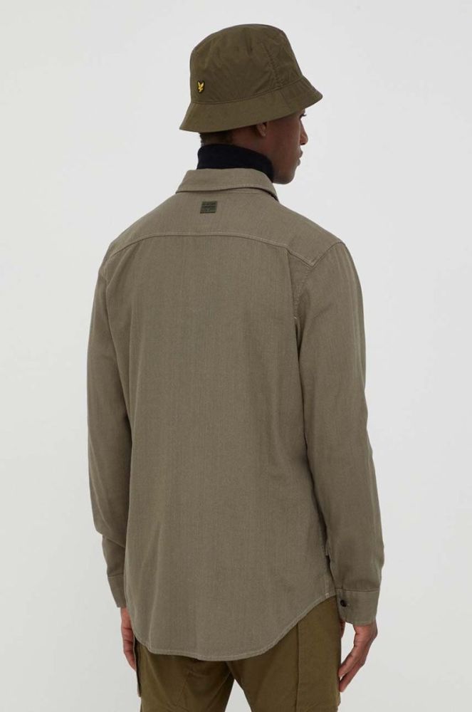 Бавовняна сорочка G-Star Raw чоловіча колір зелений slim класичний комір фото 4