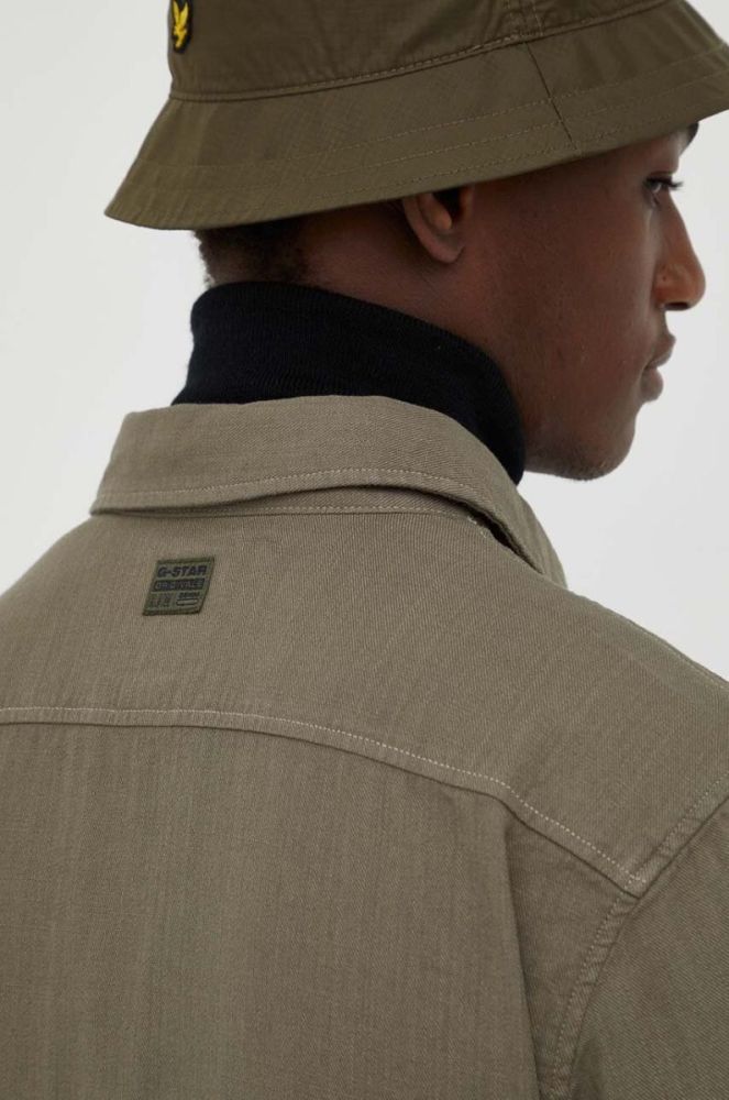 Бавовняна сорочка G-Star Raw чоловіча колір зелений slim класичний комір фото 6